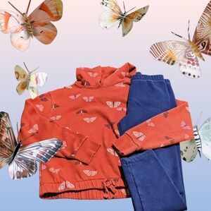 Butterfly Print Sweater and Navy Pants Set